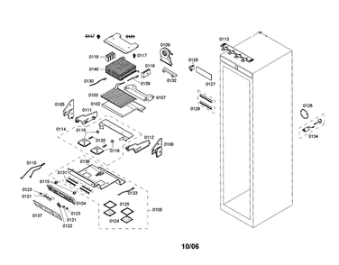 Freezer Section Diagram and Parts List for T18IF70CSS-01  Thermador Freezer
