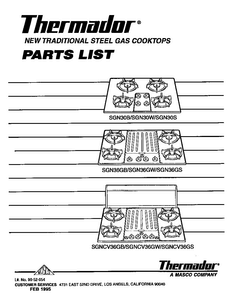 Section 4 Diagram and Parts List for SGNCV36GB  Thermador Cooktop