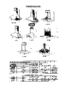 Dimensions Diagram and Parts List for HDW  Thermador Range Hood