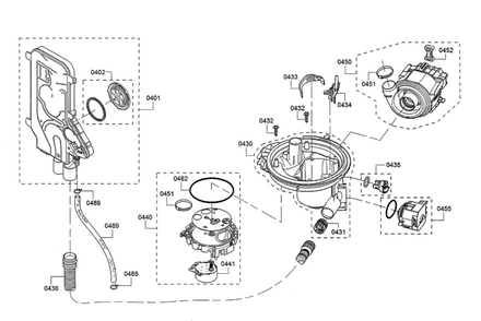 Water Inlet/Sump/Heat Pump Diagram and Parts List for SHXM78W55N 10 Bosch Dishwasher