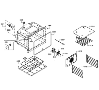 Oven Assy Diagram and Parts List for HBL3460UC 04 Bosch Wall Oven