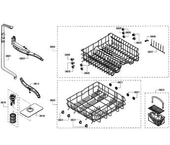 Baskets Diagram and Parts List for SHE4AM15UC 05 Bosch Dishwasher