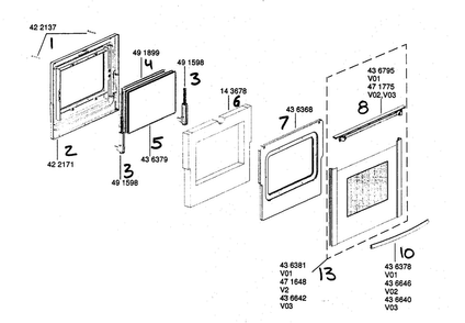 Door Asy Diagram and Parts List for HGS256UC 01 Bosch Range