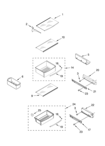 Refrigerator Shelf Parts Diagram and Parts List for KBUDT4265E 04 Thermador Refrigerator