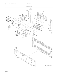 Backguard Diagram and Parts List for HES5L53U5  Bosch Range