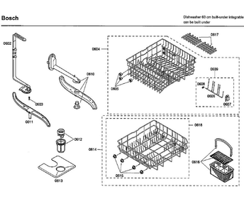 Baskets Diagram and Parts List for SHX33M02UC 53 Bosch Dishwasher