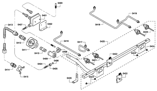 Gas Supplay Diagram and Parts List for PRG304GH 01 Thermador Range