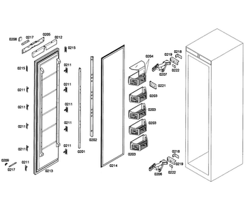 Door Assy Diagram and Parts List for T24IF70NSP 37 Thermador Freezer