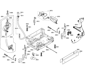 Base Assy Diagram and Parts List for SGE63E15UC 01 Bosch Dishwasher