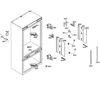 Cabinet 2 Diagram and Parts List for T36IT71NNP 06 Thermador Refrigerator