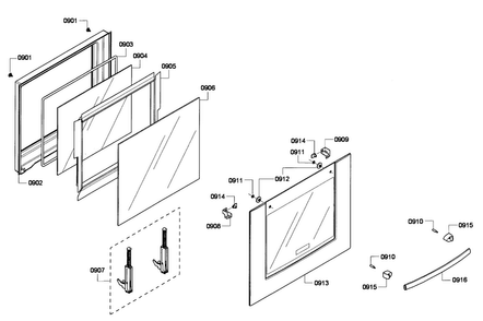 Door Diagram and Parts List for HBL5720UC 03 Bosch Microwave