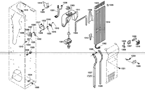 Duct Assy Diagram and Parts List for KBUDT4855E 01 Thermador Refrigerator