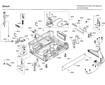 Base Diagram and Parts List for SHP65T52UC 02 Bosch Dishwasher