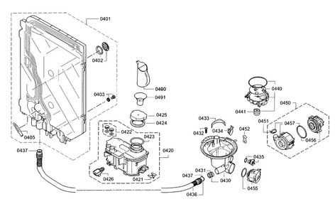 Pump Diagram and Parts List for SGE68U55UC 93 Bosch Dishwasher