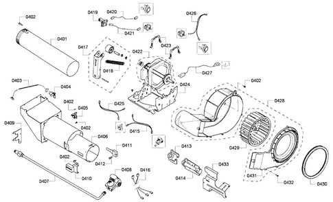 Motor Assy Diagram and Parts List for WTVC8530UC 09 Bosch Dryer
