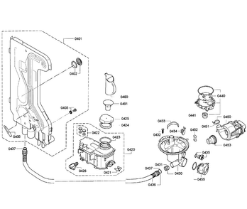 Pump Assy Diagram and Parts List for SGE63E15UC 44 Bosch Dishwasher