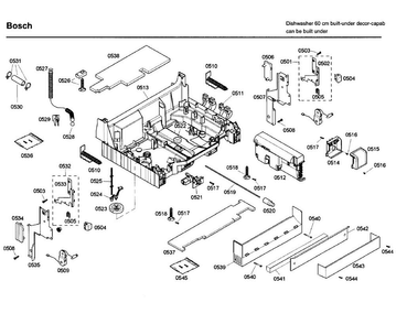 Base Diagram and Parts List for SHE99C05UC 40 Bosch Dishwasher