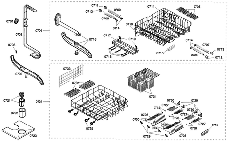 Accessory Diagram and Parts List for SHX57C02UC 21 Bosch Dishwasher