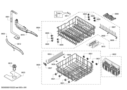 Diagram 6 Diagram and Parts List for SHX43P15UC-64  Bosch Dishwasher