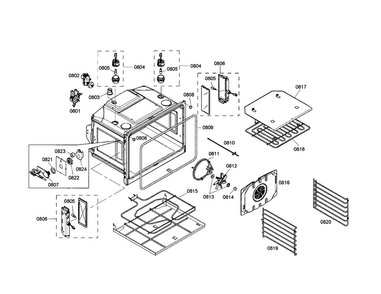 Oven Cabinet Diagram and Parts List for PODM301-01  Thermador Wall Oven