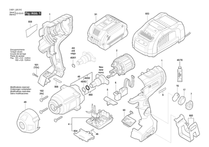 Section 1 Diagram and Parts List for 3601JJ8010  Bosch Wrench