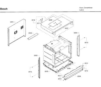 Frame Diagram and Parts List for HBL3450UC 10 Bosch Wall Oven