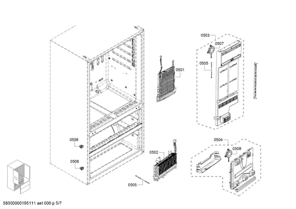 Diagram 5 Diagram and Parts List for B21CL80SNS-02  Bosch Refrigerator