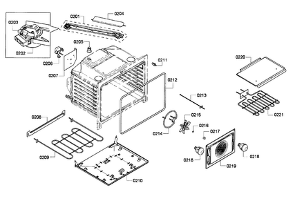 Cavity Diagram and Parts List for HEI7052U 05 Bosch Range
