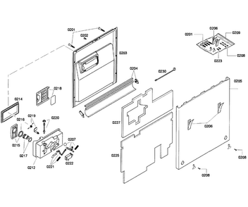 Door Assy Diagram and Parts List for DWHD410HPR 60 Thermador Dishwasher