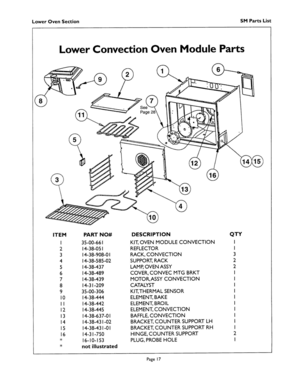 17 - LOWER CONVECTION OVEN MODULE Diagram and Parts List for SM272B  Bosch Range