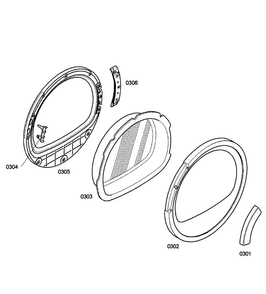 Door Assy Diagram and Parts List for WTE86300US 04 Bosch Dryer