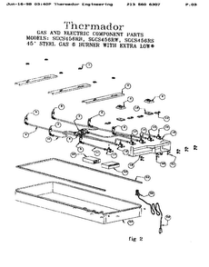 Gas And Electric Components Diagram and Parts List for SGCS456RS  Thermador Cooktop