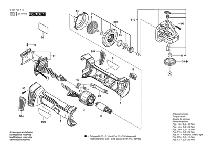 Section 1 Diagram and Parts List for 3601F20110  Bosch Miscellaneous