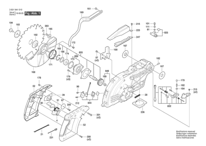 Section 1 Diagram and Parts List for 3601M41010  Bosch Miter Saw