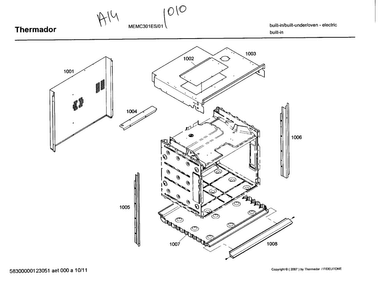 Oven Parts 2 Diagram and Parts List for MEMC301ES01  Thermador Microwave