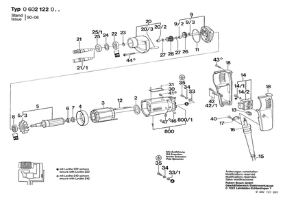 Section 1 Diagram and Parts List for 0602122001  Bosch Drill