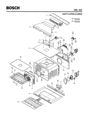 03 - CAVITY, UPPER & LOWER Diagram and Parts List for HBL552  Bosch Range