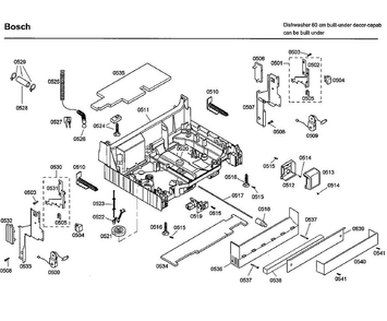 Base Diagram and Parts List for SHE66C02UC 38 Bosch Dishwasher