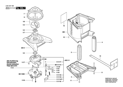 Diagram 1 Diagram and Parts List for GRL250HV 3 601 K61 602 Bosch Laser Level