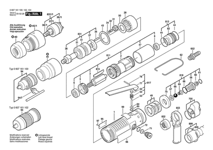 Section 1 Diagram and Parts List for 0607161104  Bosch Drill