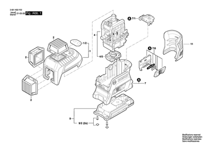 Part Location Diagram of 1600A00RK9 Bosch Tool ASSEMBLY
