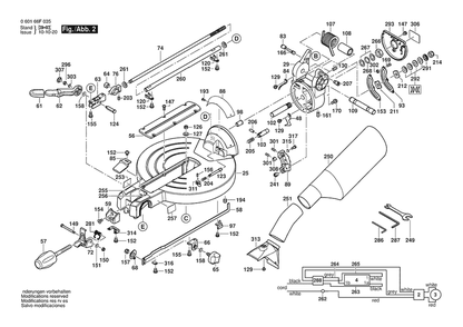 Section 2 Diagram and Parts List for 060166F222  Bosch Miter Saw