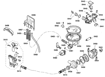 Pump Assy Diagram and Parts List for SRX53C15UC 01 Bosch Dishwasher