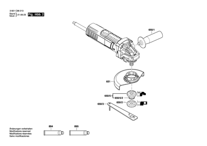 Page 2 Diagram and Parts List for GWS10-450 3601C96013 Bosch Angle Grinder