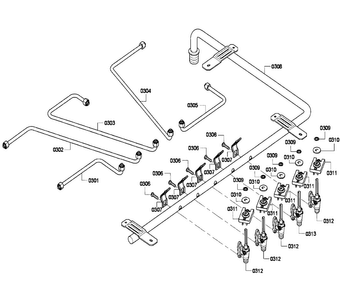 Manifold Diagram and Parts List for NGM5624UC 03 Bosch Cooktop