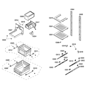 Shelfs Diagram and Parts List for T18ID80NLP 20 Thermador Freezer