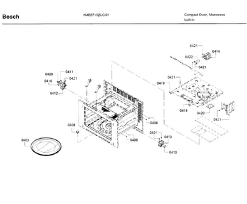 Cavity Parts Diagram and Parts List for HMB57152UC 01 Bosch Microwave