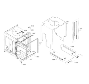 Frame & Cavity Diagram and Parts List for SHP53T55UC 02 Bosch Dishwasher