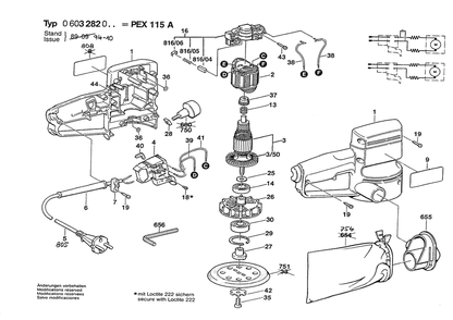 Section 1 Diagram and Parts List for PEX115A 0603282050 Bosch Orbital or Palm Sander