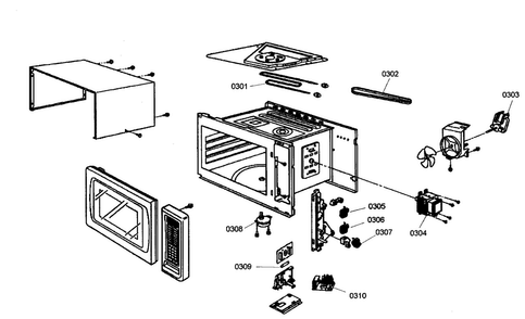 Microwave Cabinet Parts Diagram and Parts List for POM301 01 Thermador Microwave